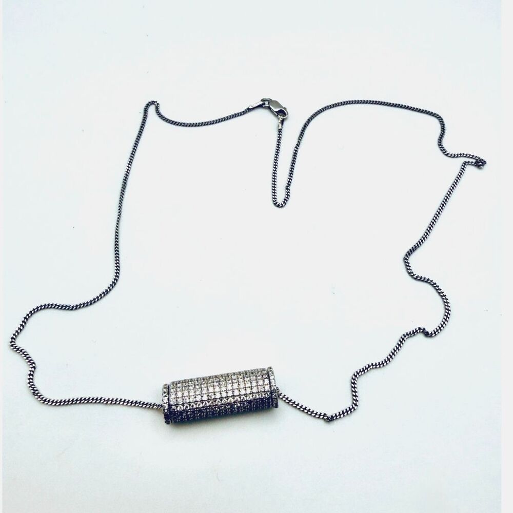 Vintage Barrel Sterling Silver / CZ necklace - Spinning